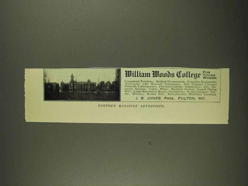 Primary image for 1908 William Woods College Ad - For Young Women