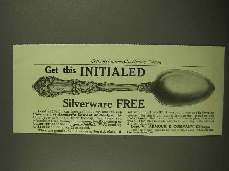1909 Armour's Extract of Beef Ad - Rogers Silverware - $18.49