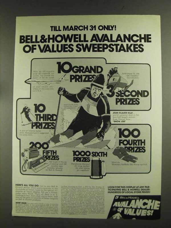 1972 Bell & Howell Products Ad - Avalanche of Values - $18.49