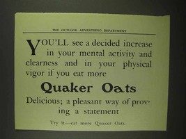 1910 Quaker Oats Ad - Increase in Mental Activity - £14.74 GBP