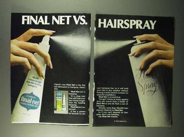 1972 Clairol Final Net Hair Spray Ad - Vs. Hairspray - $18.49