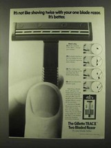 1972 Gillette Trac II Razor Ad - Like Shaving Twice - $18.49