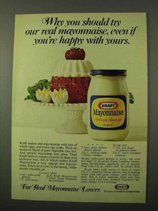 Primary image for 1972 Kraft Mayonnaise Ad - Cossack Mold