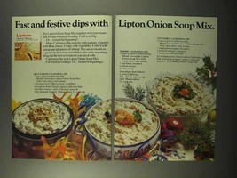 1972 Lipton Onion Soup Mix Ad - Fast and Festive Dips - $18.49