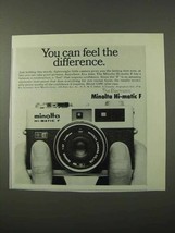1972 Minolta Hi-Matic F Camera Ad - Feel Difference - £14.72 GBP