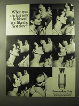 1973 Coty Emeraude Perfume Ad - Kissed Like First Time - $18.49