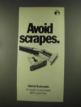 1972 Gillette Techmatic Razor Ad - Avoid Scrapes - NICE - $18.49