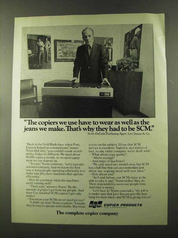 1973 SCM Copiers Ad - Levi Strauss & Co. - £14.57 GBP