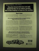 1973 Chrysler Ad - Improved to Reduce Service - £14.53 GBP