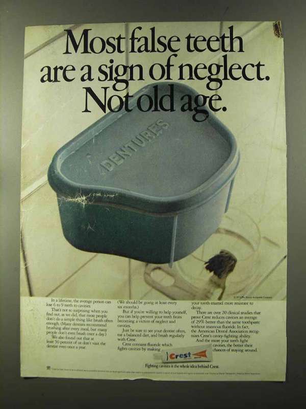 1973 Crest Toothpaste Ad - A Sign of Neglect - $18.49