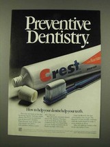 1973 Crest Toothpaste Ad - Preventive Dentistry - £14.50 GBP