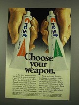 1973 Crest Toothpaste Ad - Choose Your Weapon - £14.78 GBP