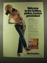 1973 Kotex New Freedom Napkins Ad - Beltless, Pinless - $18.49