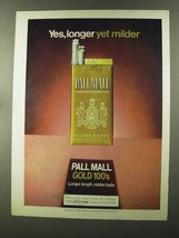 1973 Pall Mall Cigarettes Ad - Yes, Longer Yet Milder - £14.72 GBP
