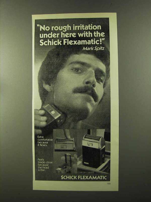 1973 Schick Flexamatic Shaver Ad - Mark Spitz - $18.49