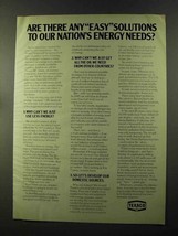 1973 Texaco Oil Ad - Any Easy Solutions to Energy - $18.49