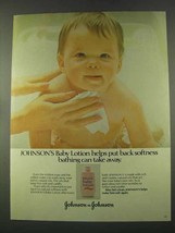 1974 Johnson's Baby Lotion Ad - Put Back Softness - $18.49