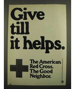 1974 American Red Cross Ad - Give Till it Helps - £14.54 GBP