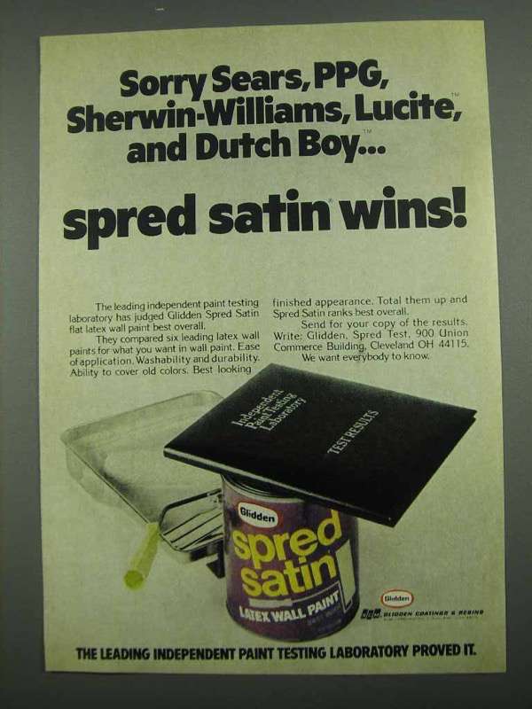 Primary image for 1974 Glidden Spread Satin Wall Paint Ad - Sorry PPG