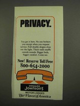 1974 Howard Johnson&#39;s Motor Lodges Ad - Privacy - £14.77 GBP