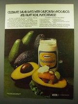 1974 Kraft Mayonnaise Ad - California Avocado Fruit - $18.49