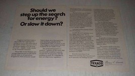 1974 Texaco Oil Ad - Step Up the Search for Energy - $18.49