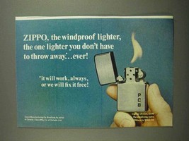 1974 Zippo Lighter Ad - Don&#39;t Have to Throw Away - £14.53 GBP