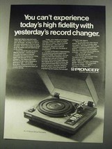 1975 Pioneer PL-71 Turntable Ad - Today's High Fidelity - £14.76 GBP