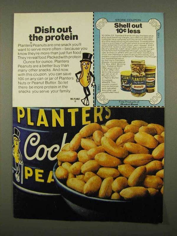 1975 Planters Peanuts Ad - Dish Out The Protein - £14.58 GBP