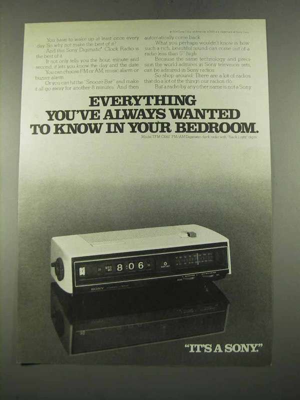 1975 Sony Model TFM-C660 Clock Radio Ad - £14.50 GBP