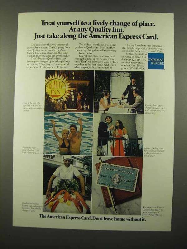 Primary image for 1975 American Express Ad - At Any Quality Inn