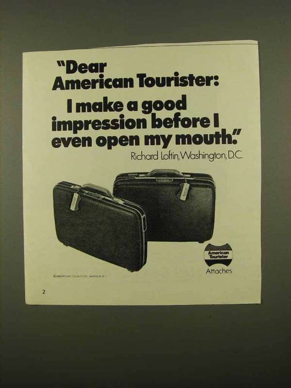 Primary image for 1975 American Tourister Attaches Ad - Good Impression