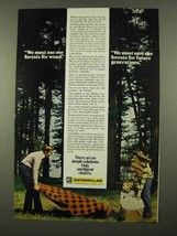 1975 Caterpillar Tractor Co. Ad - Use Forests for Wood - $18.49