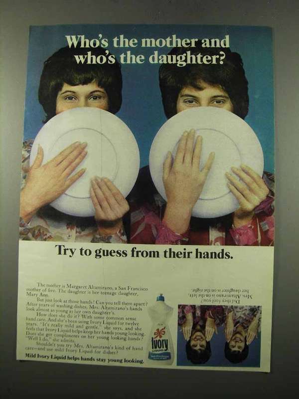 Primary image for 1975 Ivory Liquid Soap Ad - Who's the Mother?
