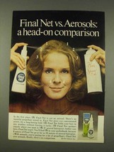 1976 Clairol Final Net Hair Spray Ad - Head-On - $18.49