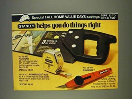 1977 Stanley Tool Ad - Handsaw, Rule, Slimknife - £14.45 GBP