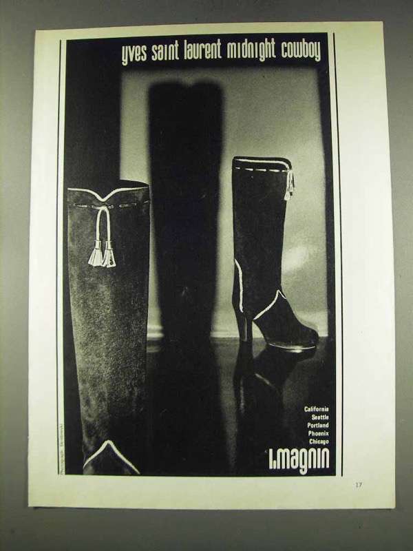 1977 Yves Saint Laurent Midnight Cowboy Boot Ad - $18.49