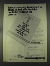 1977 Budget Rent a Car Ad - Grounds for Divorce - £14.48 GBP