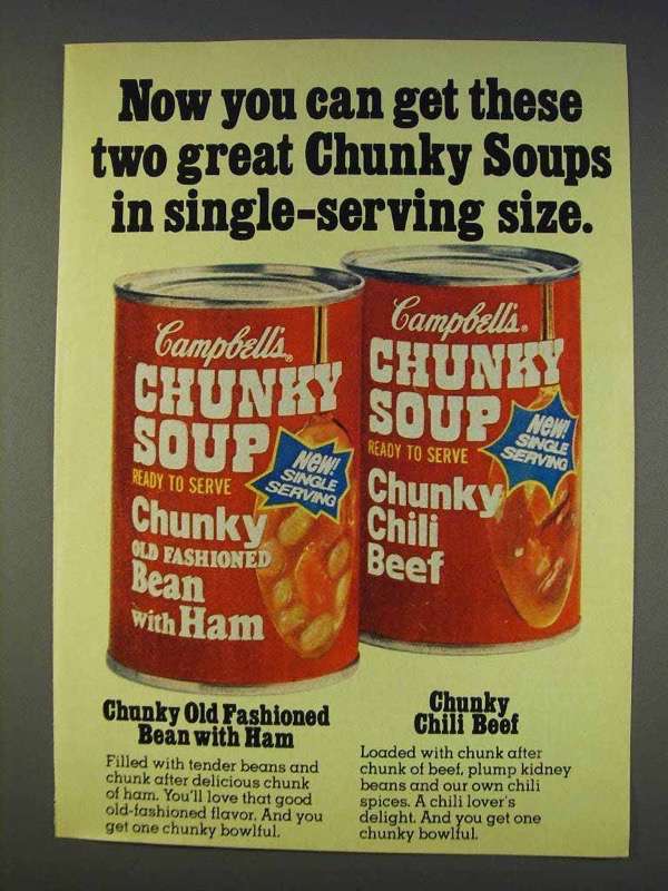 1977 Campbell's Chunky Soup Ad - Single-Serving Size - $18.49