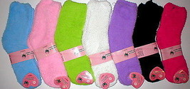 WHOLESALE LOT 10 SOLID COLOR FUZZY SOCKS WOMENS JUNIORS GIFT WINTER SLIP... - £15.52 GBP