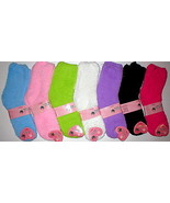 WHOLESALE LOT 10 SOLID COLOR FUZZY SOCKS WOMENS JUNIORS GIFT WINTER SLIP... - £15.52 GBP