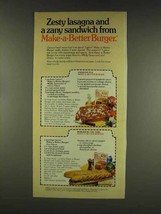 1977 Lipton Make-a-Better Burger Ad - Zesty Lasagna - $18.49