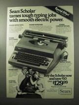 1977 Sears Scholar Typewriter Ad - Tames Tough Jobs - £14.53 GBP