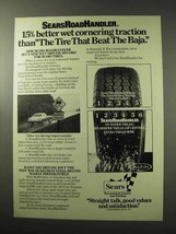 1977 Sears RoadHandler Tires Ad - Wet Cornering - $18.49