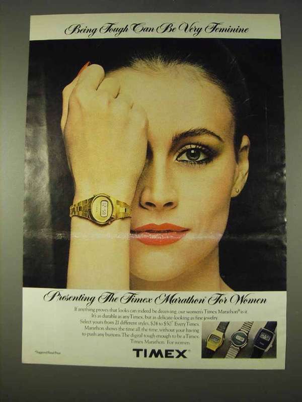 1978 Timex Marathon Watch Ad - Being Tough Feminine - $18.49