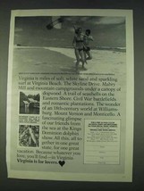 1978 Virginia Tourism Ad - miles of Soft Sand - $18.49