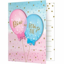 Gender Reveal Balloons Party Boy Girl 8 Foldover Invitations with Attach... - £4.66 GBP