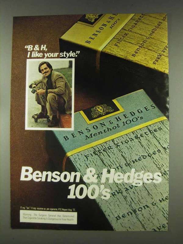 1978 Benson & Hedges 100's Cigarettes Ad - $18.49