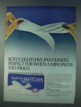 1978 Kotex Lightdays Pantiliners Ad - Mini Too Much - £13.89 GBP