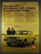 1978 Dodge Colt Two-Door Coupe Ad - Isn't Datsun - $18.49